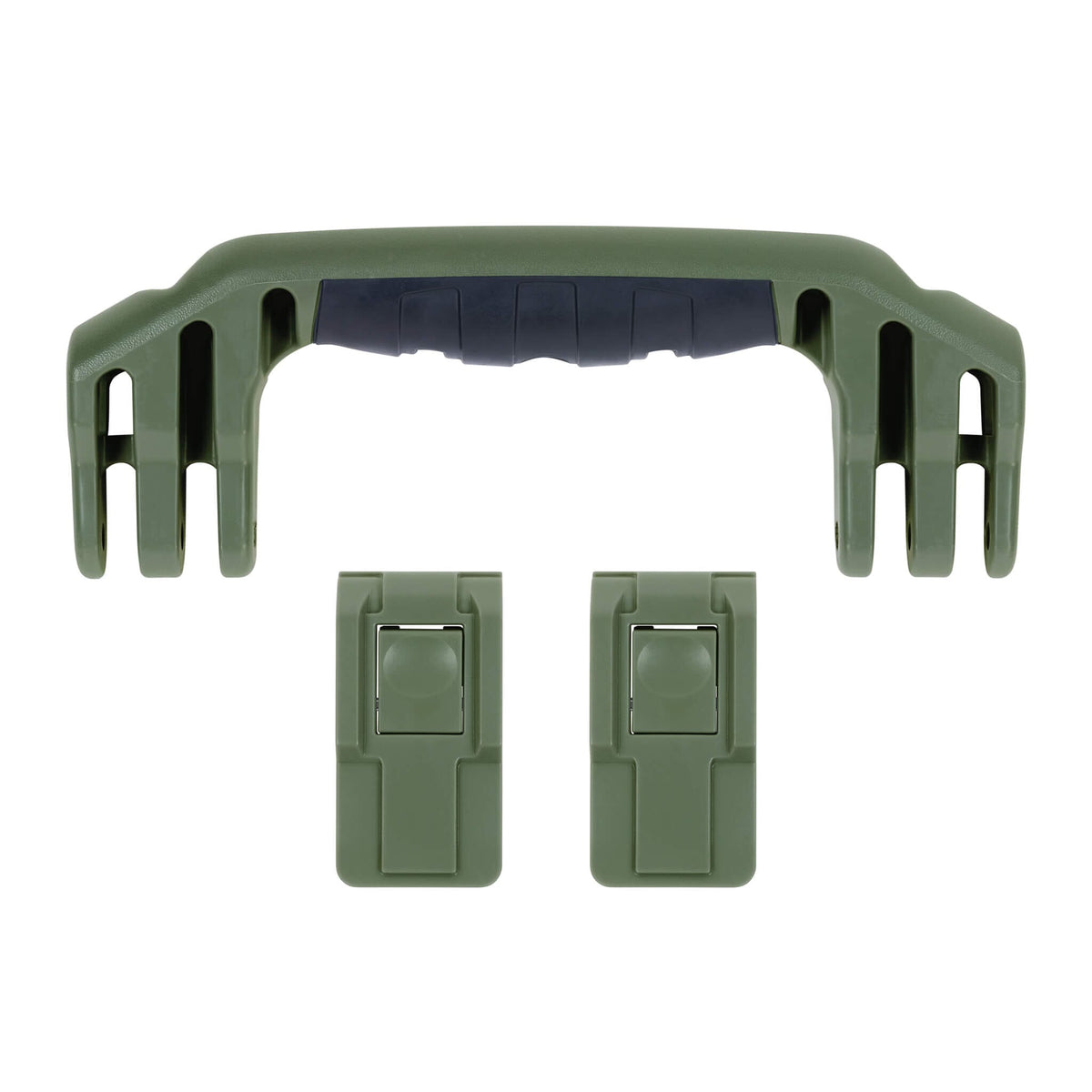 Pelican 1450 Replacement Handle &amp; Latches, OD Green (Set of 1 Handle, 2 Push-Button Latches) ColorCase 