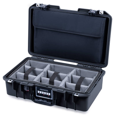 Pelican 1485 Air Case, Black with Black Handle & TSA Locking Latches Gray Padded Microfiber Dividers with Laptop Computer Lid Pouch ColorCase 014850-0270-110-L10
