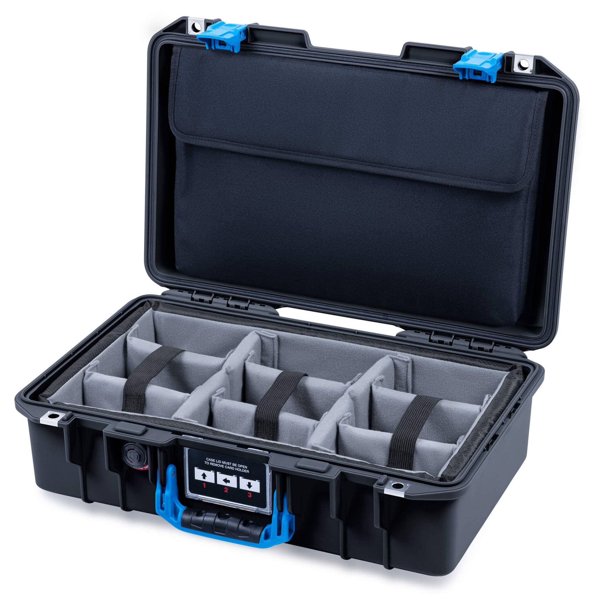 Pelican 1485 Air Case, Black with Blue Latches ColorCase