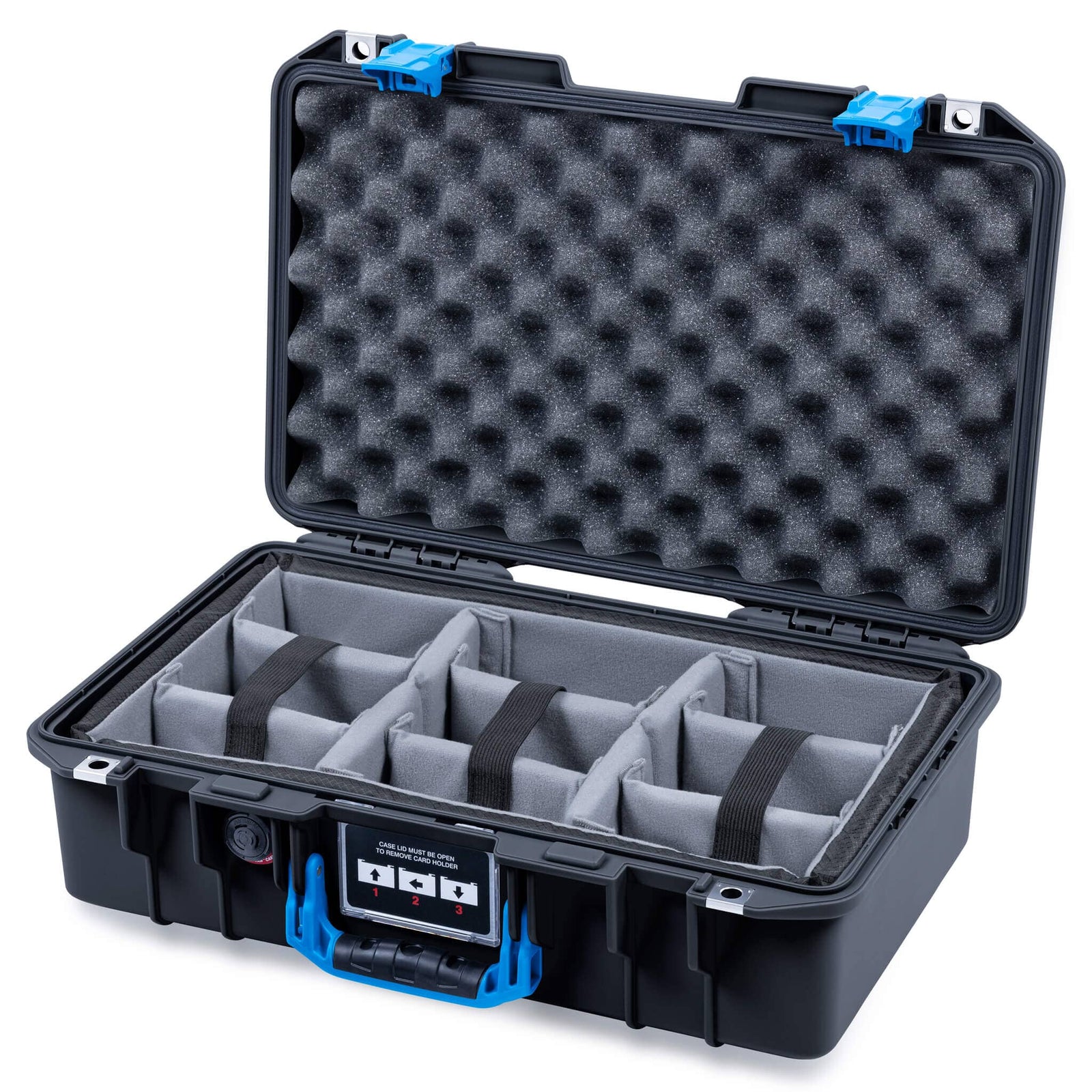 Pelican 1485 Air Case, Black with Blue Latches ColorCase 