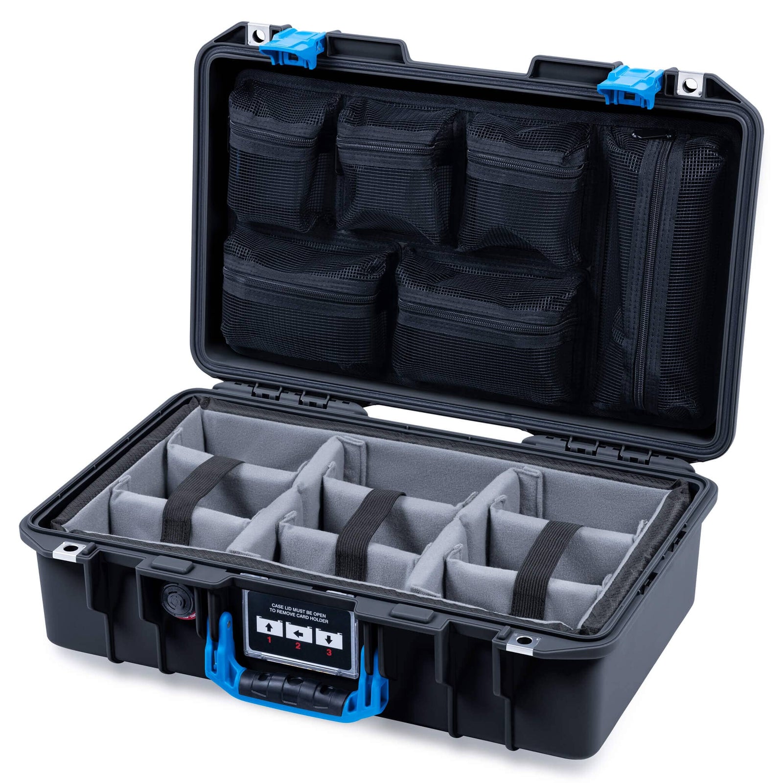 Pelican 1485 Air Case, Black with Blue Latches ColorCase 