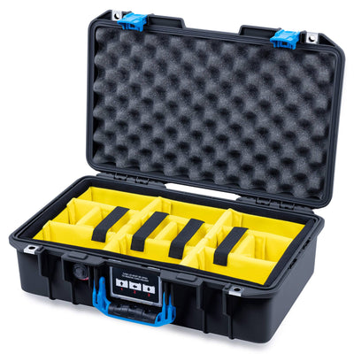 Pelican 1485 Air Case, Black with Blue Latches Yellow Padded Microfiber Dividers with Convoluted Lid Foam ColorCase 014850-0010-110-121