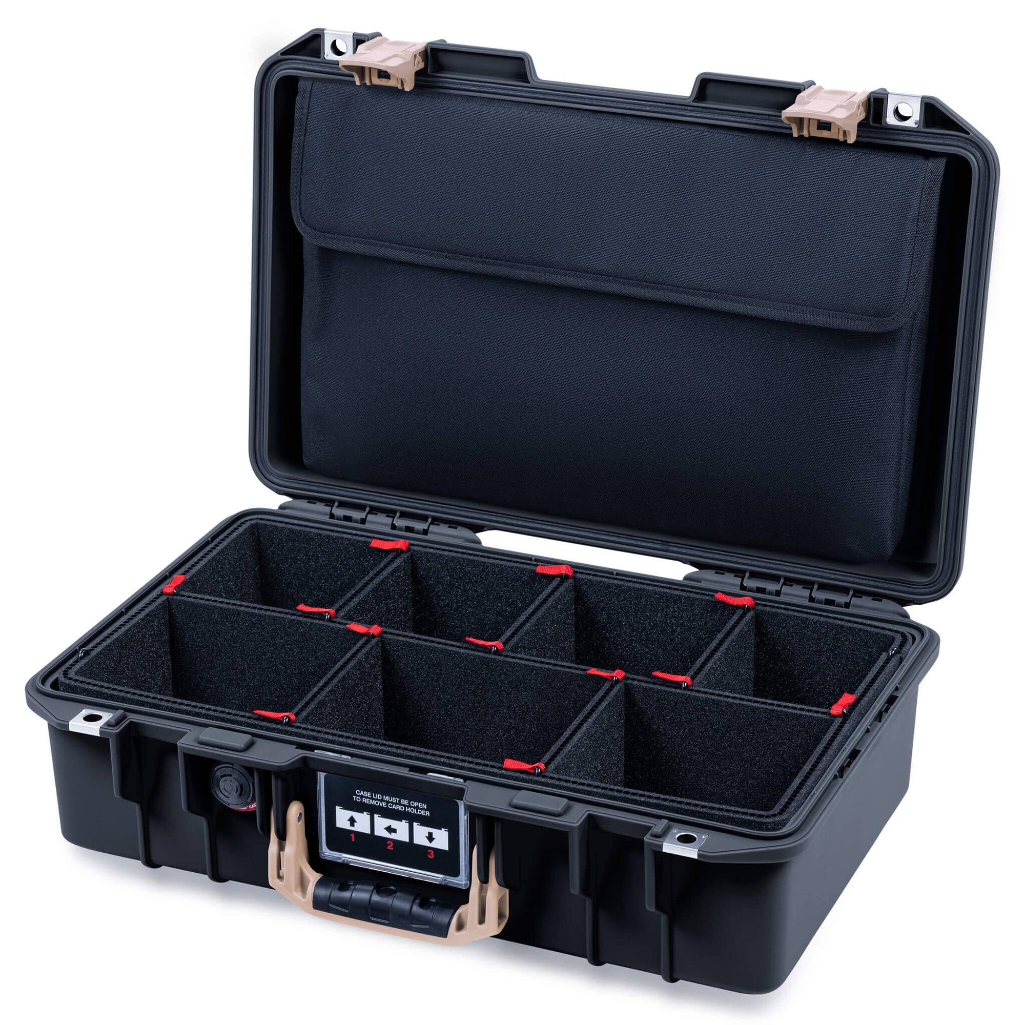 Pelican 1485 Air Case, Black with Desert Tan Handle & Latches TrekPak Divider System with Laptop Computer Lid Pouch ColorCase 014850-0220-110-311