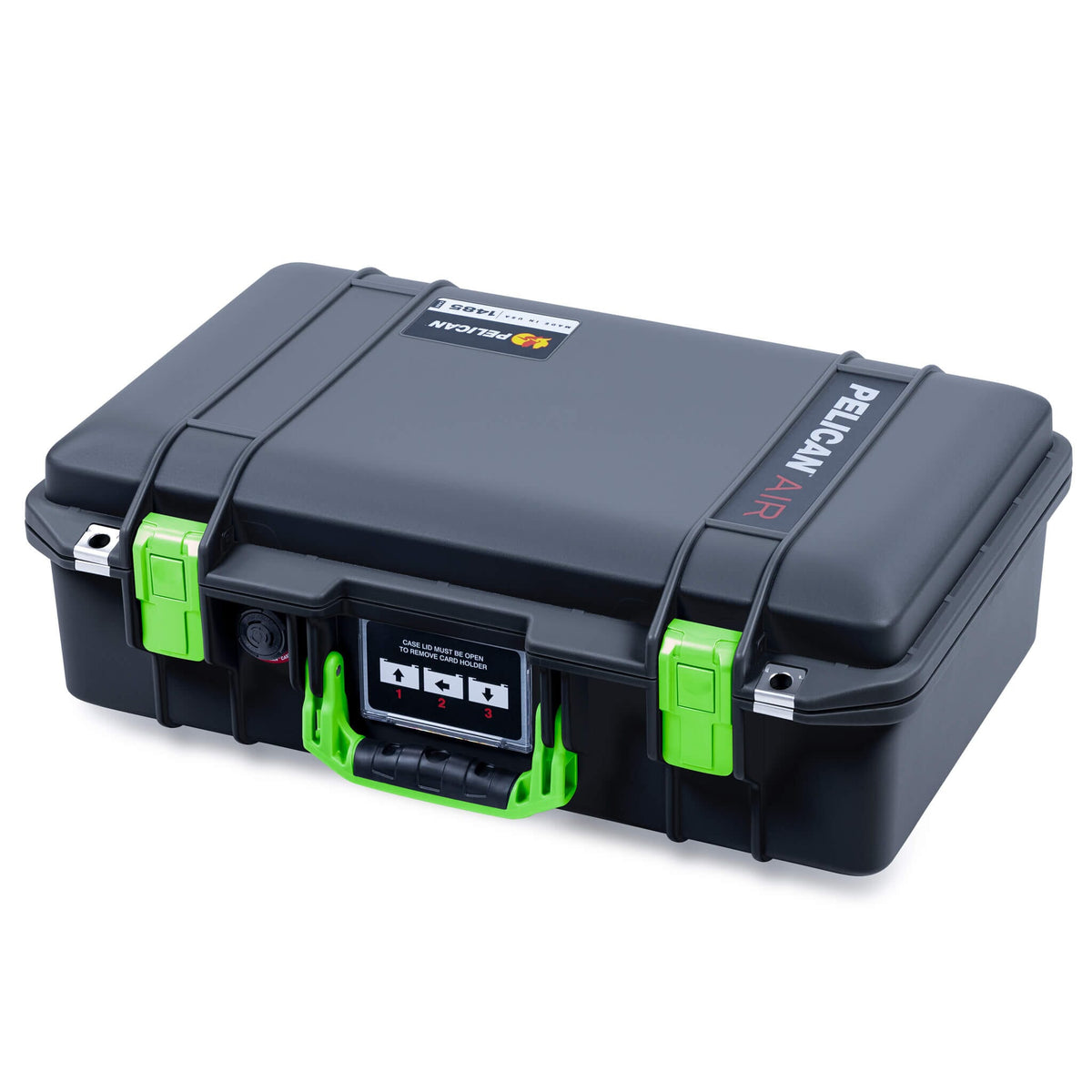 Pelican 1485 Air Case, Black with Lime Green Latches ColorCase 