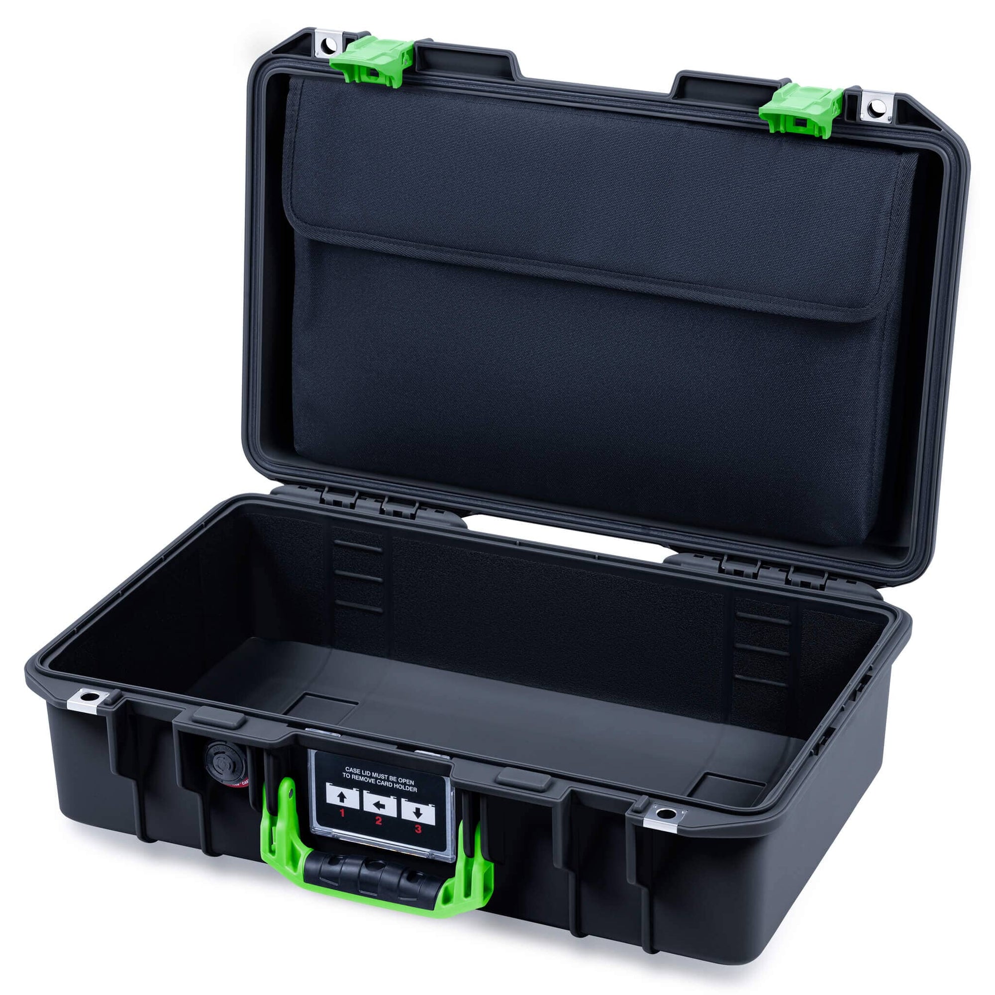 Pelican 1485 Air Case, Black with Lime Green Handle & Latches