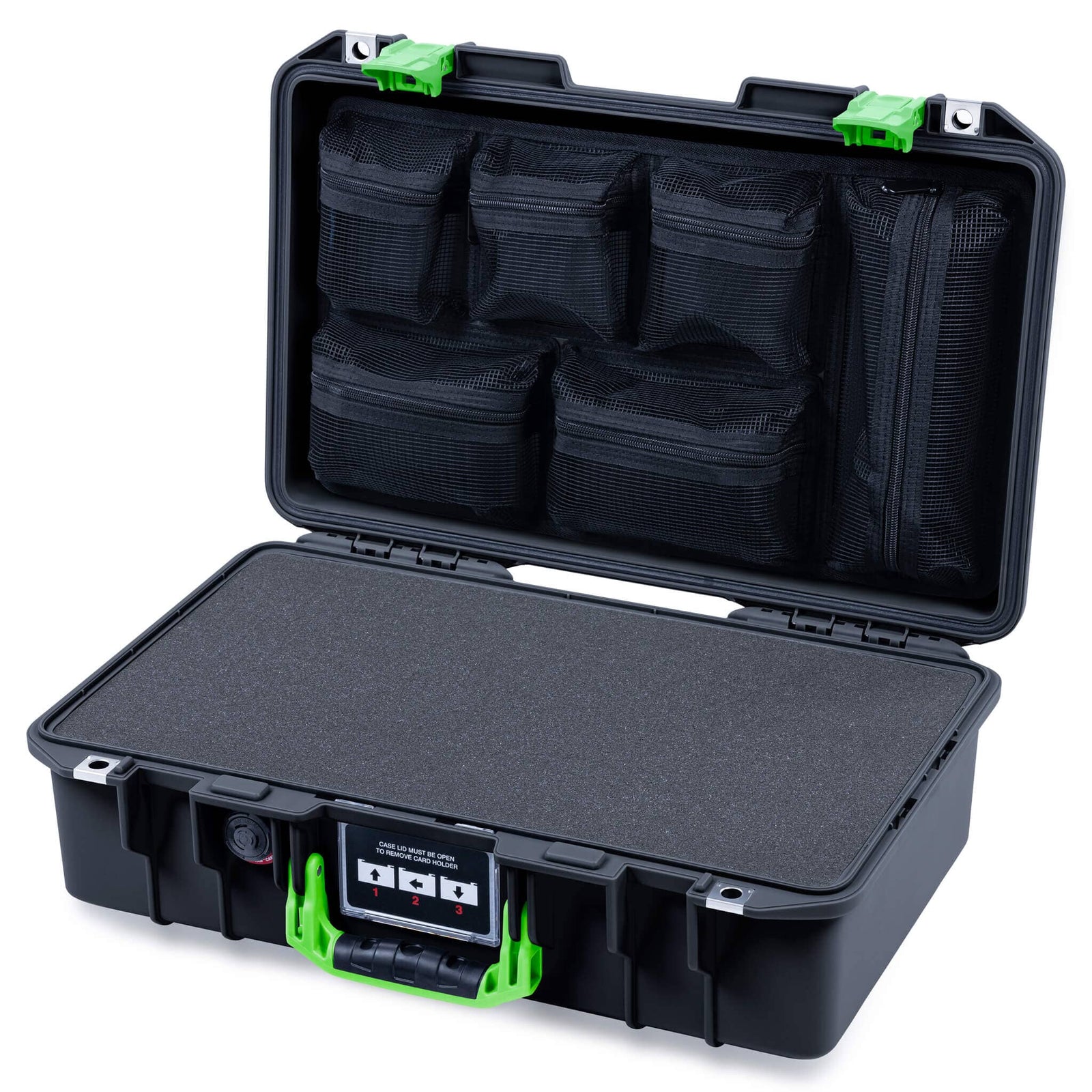 Pelican 1485 Air Case, Black with Lime Green Latches ColorCase 