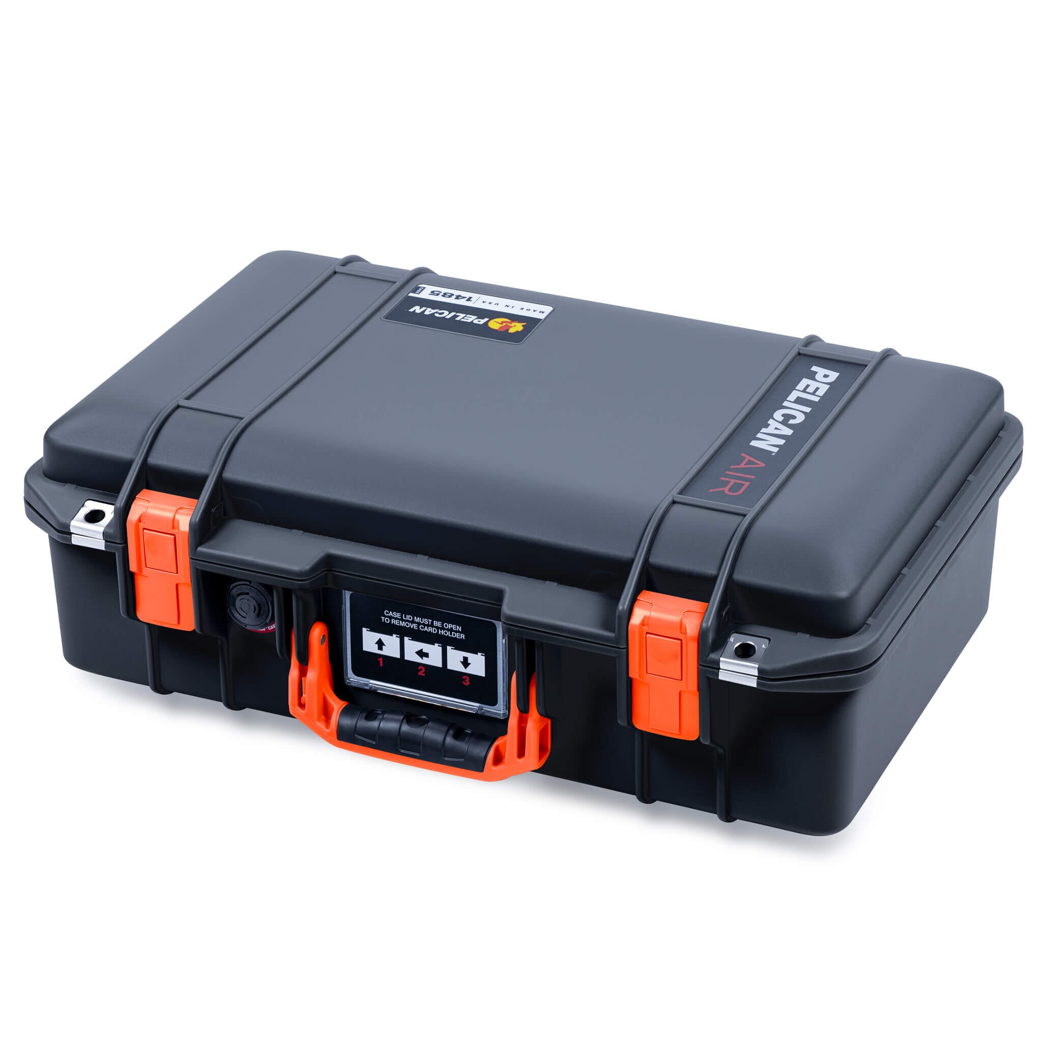 Pelican 1485 Air Case, Black with Orange Latches ColorCase 