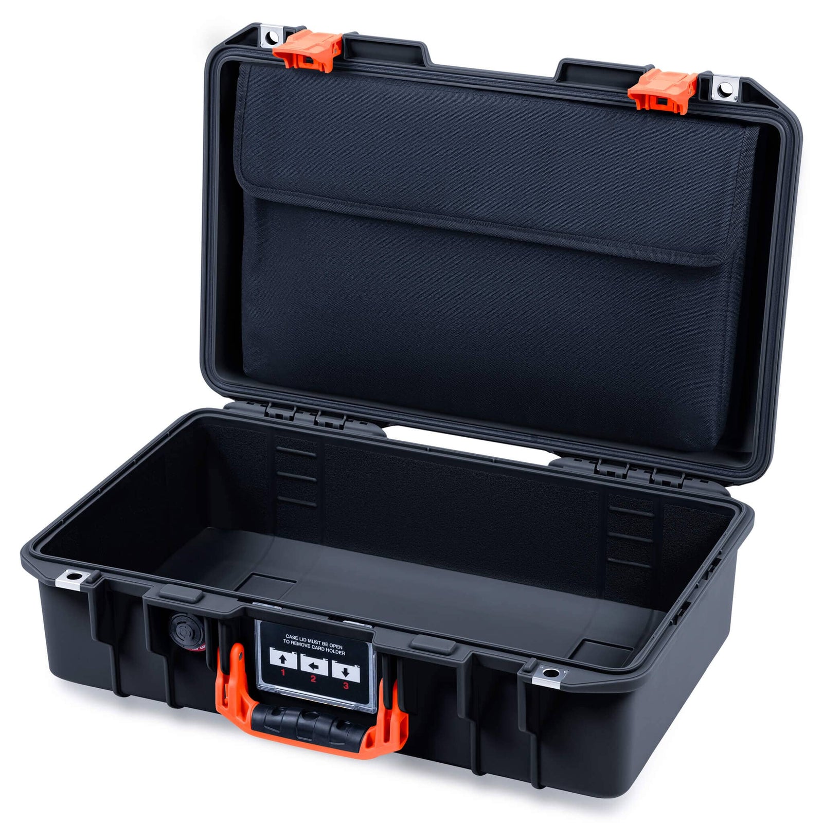 Pelican 1485 Air Case, Black with Orange Latches ColorCase 