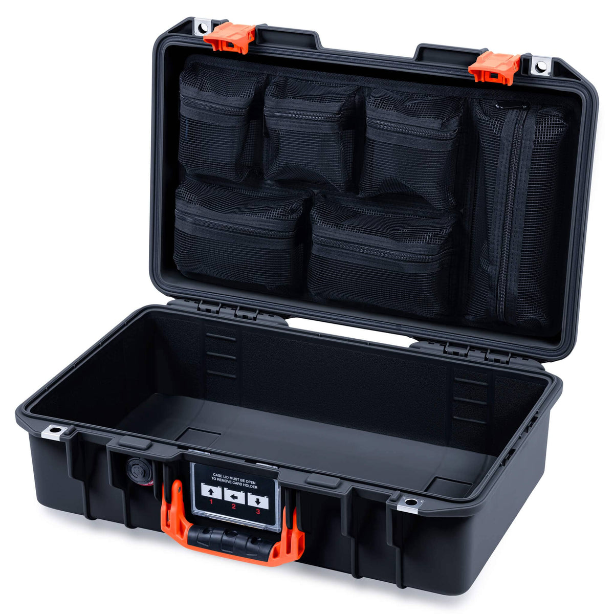 Pelican 1485 Air Case, Black with Orange Latches ColorCase 