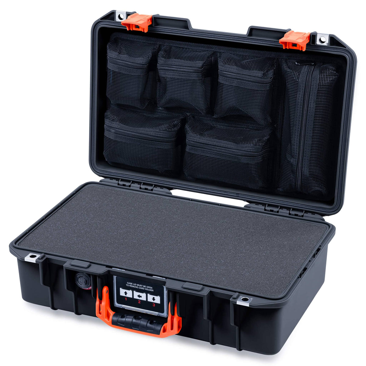 Pelican 1485 Air Case, Black with Orange Latches ColorCase 