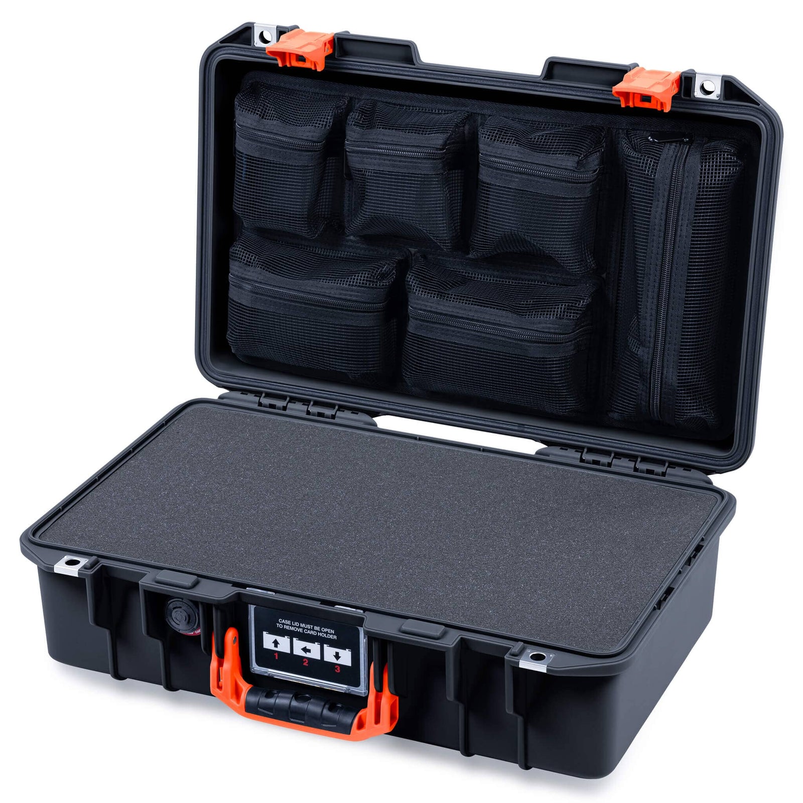 Pelican 1485 Air Case, Black with Orange Latches ColorCase 