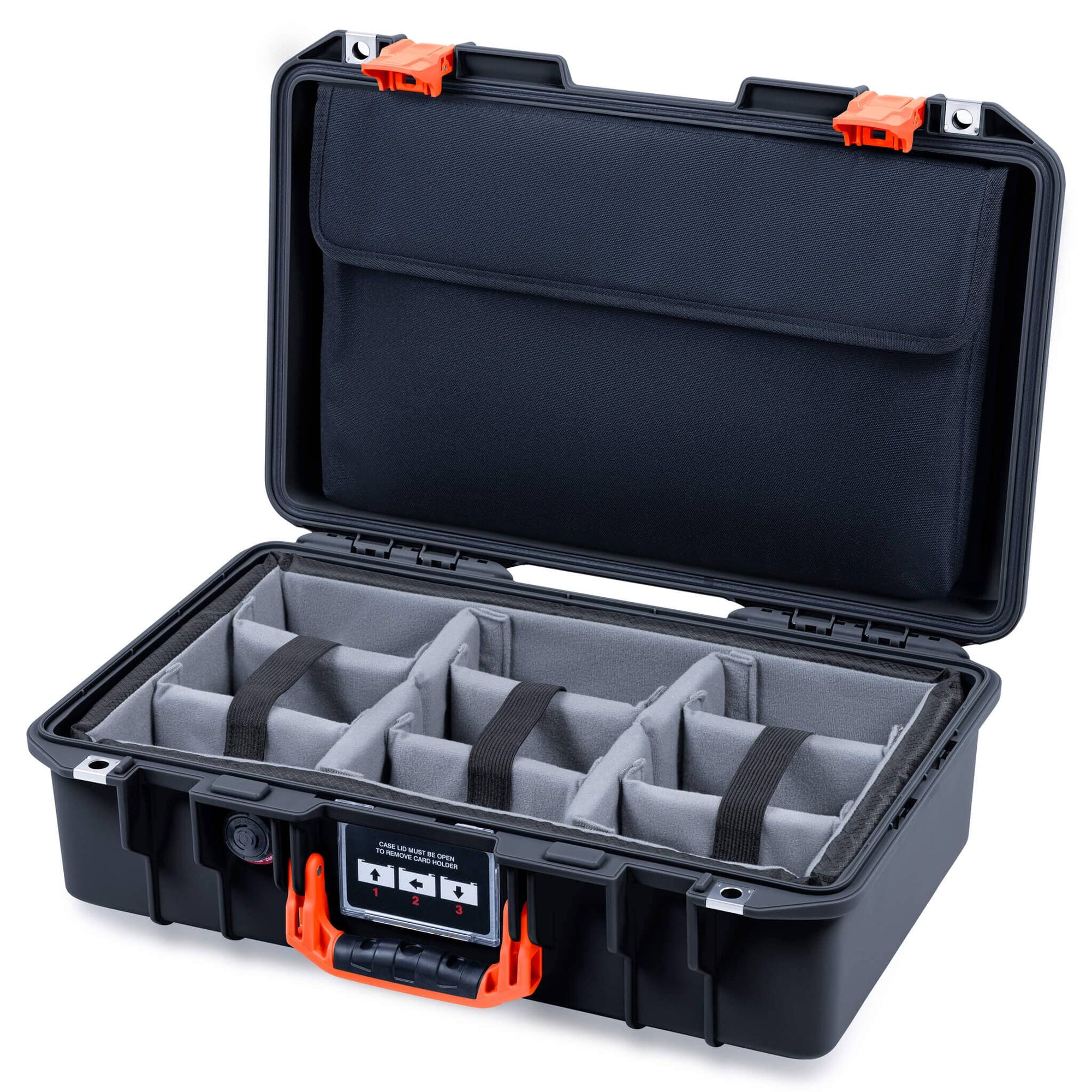 Pelican 1485 Air Case, Black with Orange Latches ColorCase 