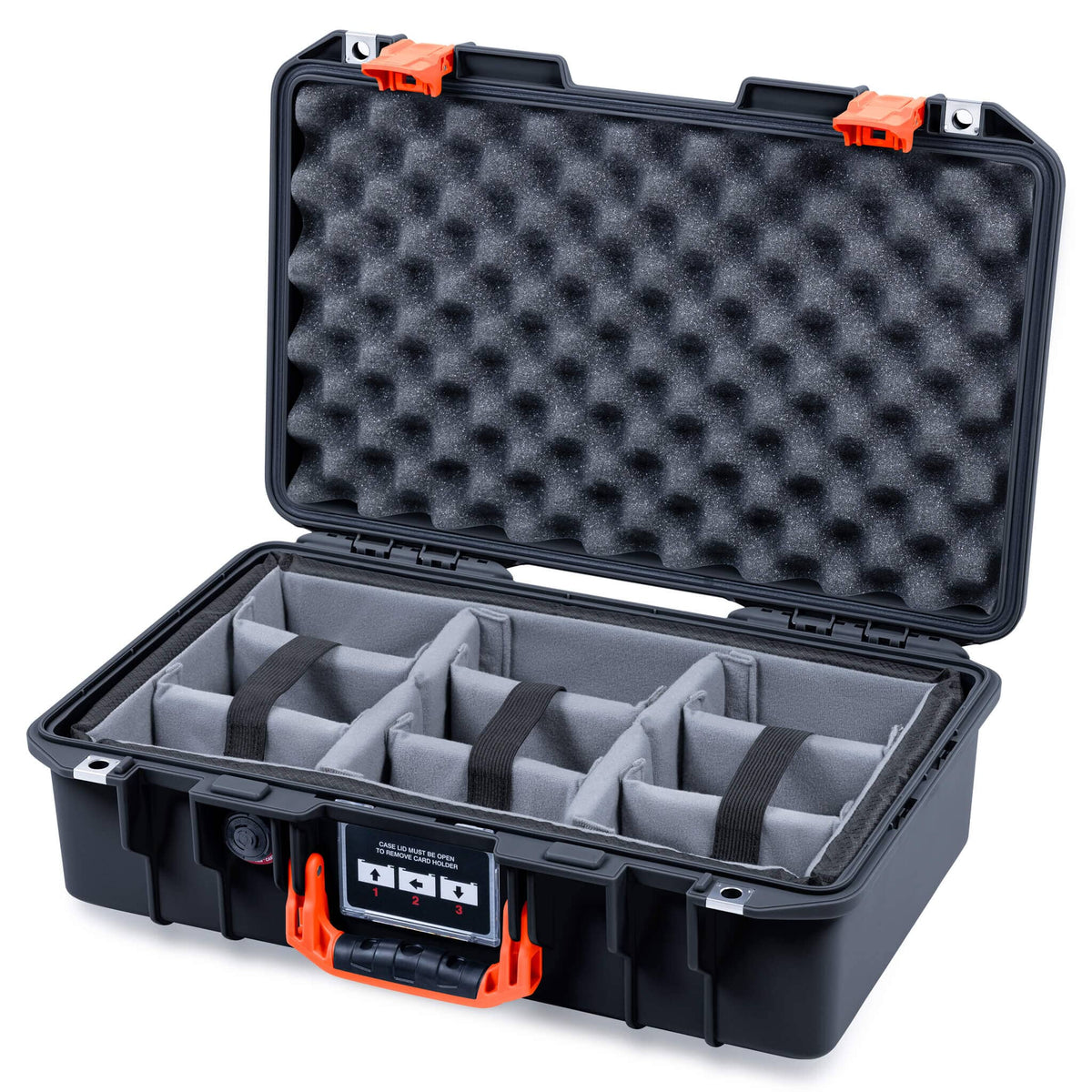 Pelican 1485 Air Case, Black with Orange Latches ColorCase 