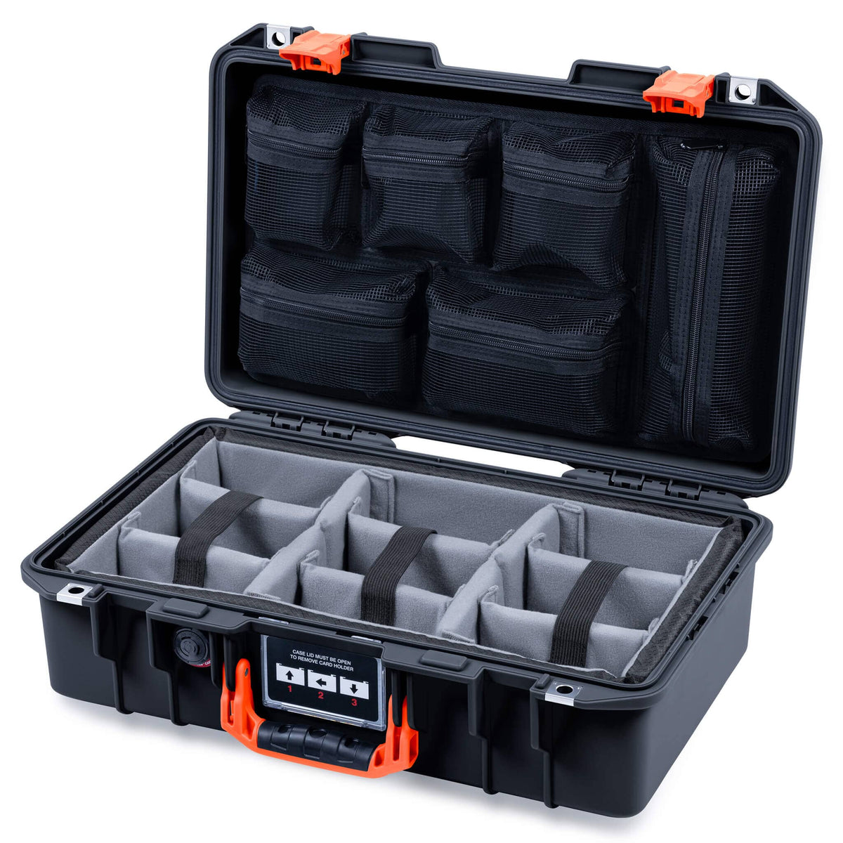Pelican 1485 Air Case, Black with Orange Latches ColorCase 