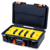 Pelican 1485 Air Case, Black with Orange Latches Yellow Padded Microfiber Dividers with Computer Pouch ColorCase 014850-0210-110-151