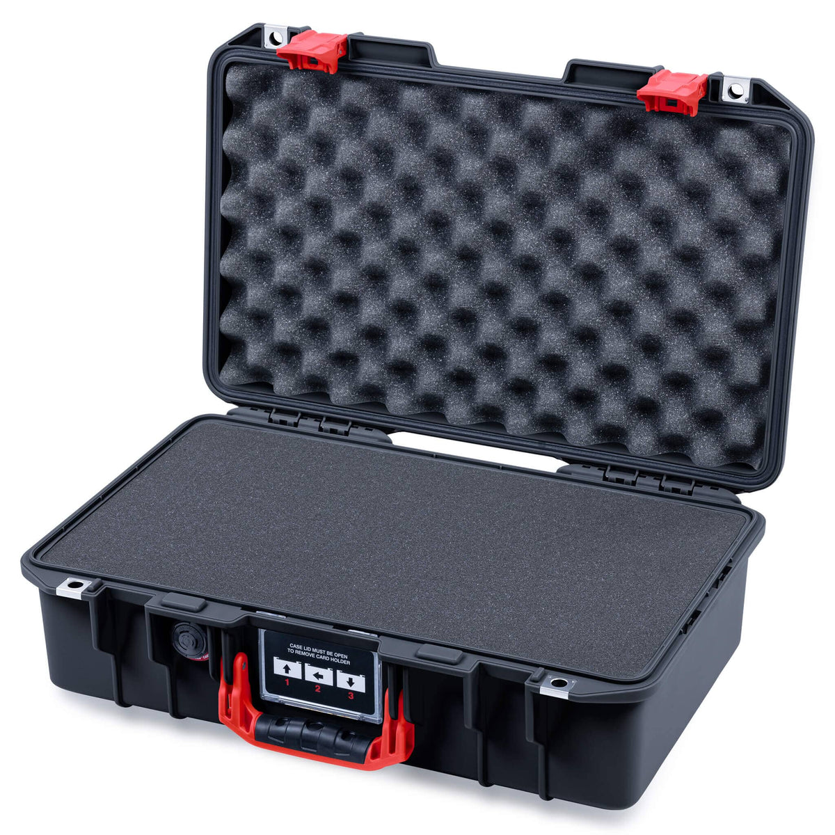 Pelican 1485 Air Case, Black with Red Latches Pick & Pluck Foam with Convolute Lid Foam ColorCase 014850-0001-110-321