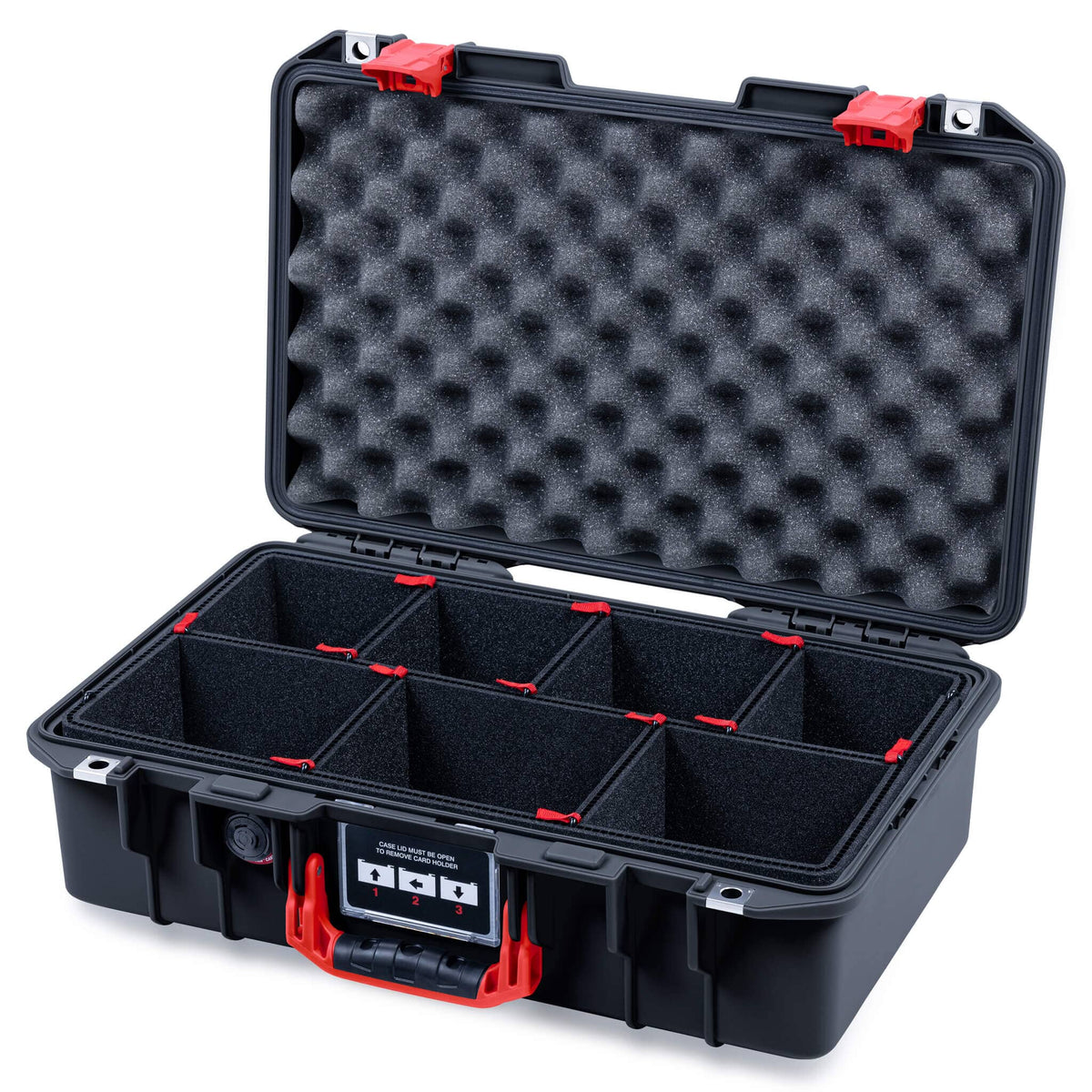 Pelican 1485 Air Case, Black with Red Latches TrekPak Divider System with Convolute Lid Foam ColorCase 014850-0020-110-321