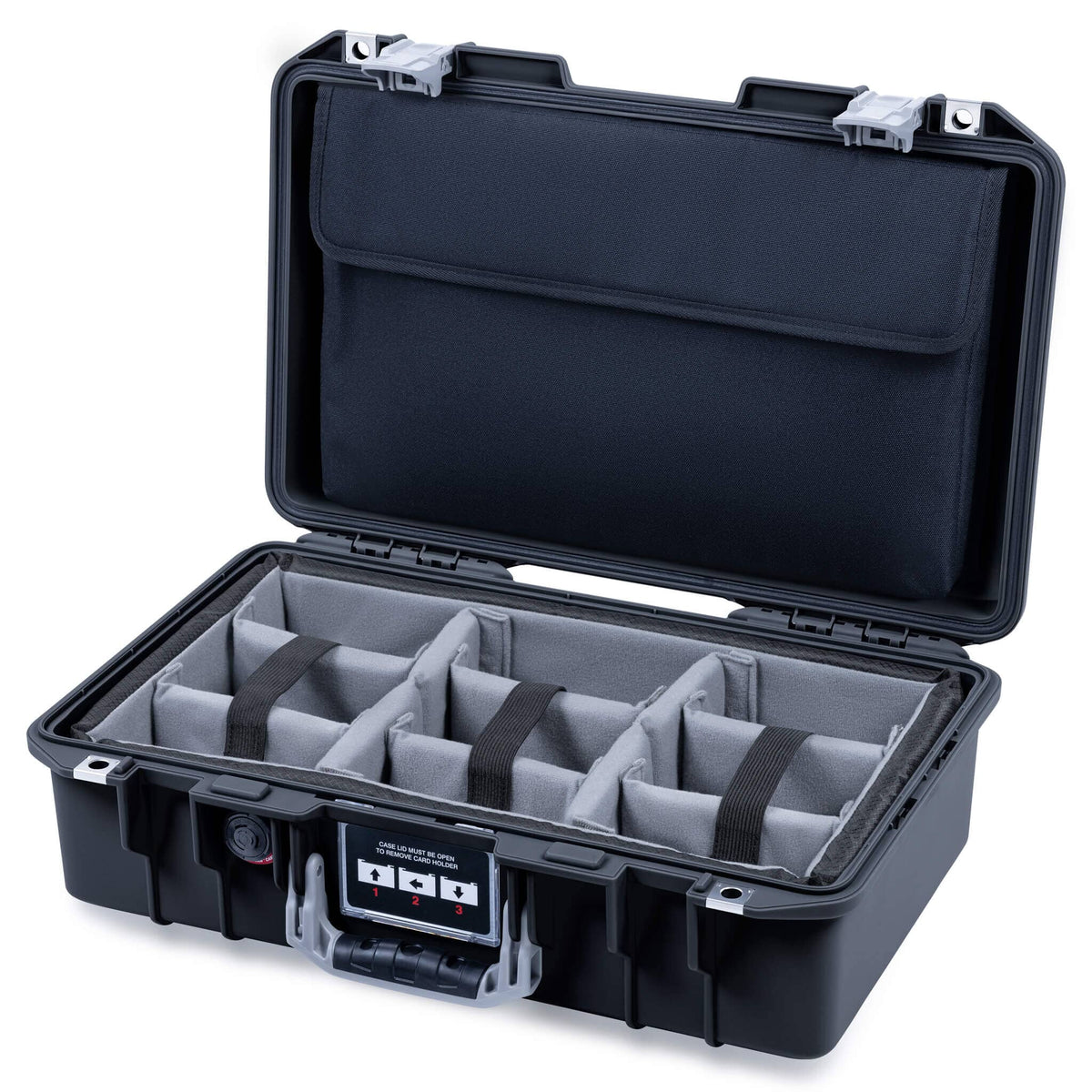 Pelican 1485 Air Case, Black with Silver Latches ColorCase 