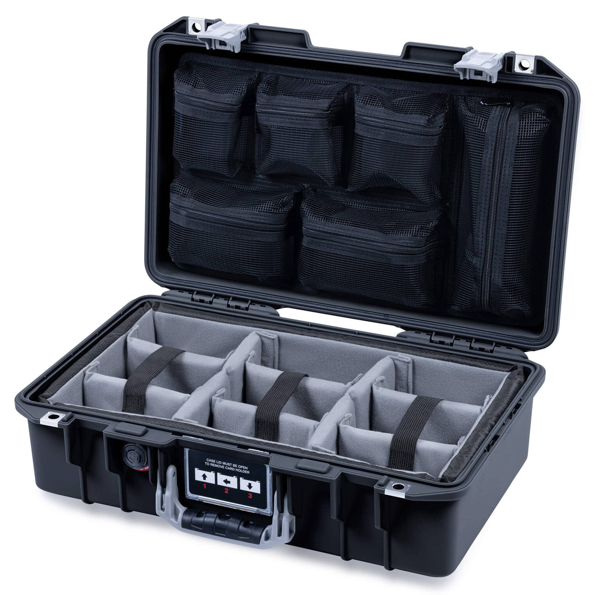 Pelican 1485 Air Case, Black with Silver Latches ColorCase 