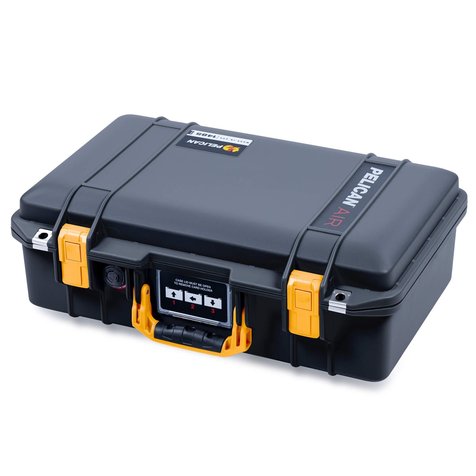 Pelican 1485 Air Case, Black with Yellow Latches ColorCase 