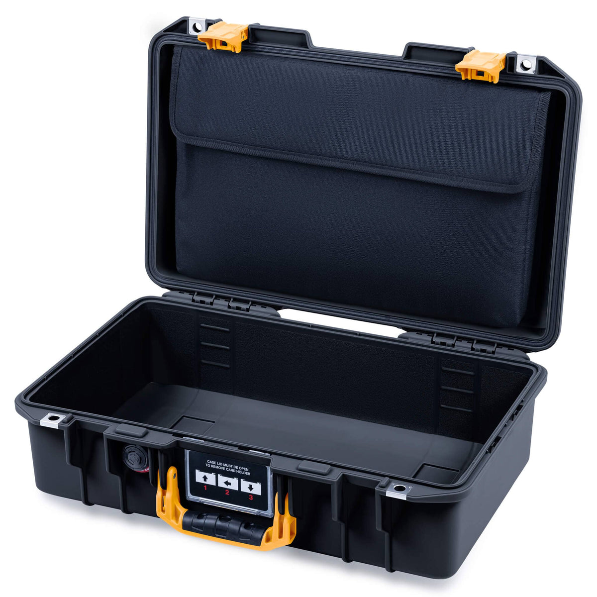 Pelican 1485 Air Case, Black with Yellow Latches ColorCase 