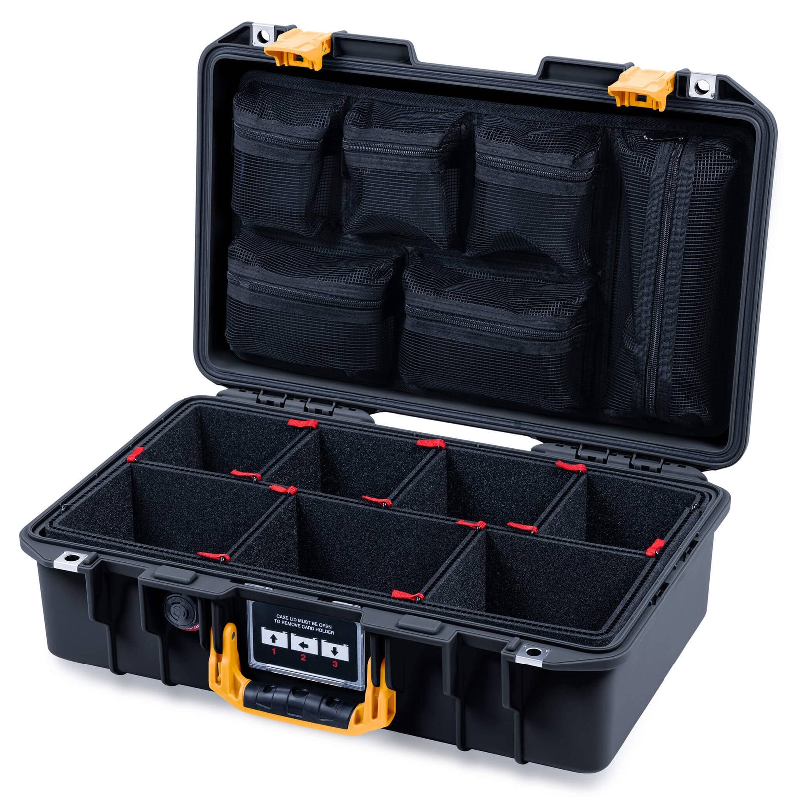 Pelican 1485 Air Case, Black with Yellow Latches ColorCase 