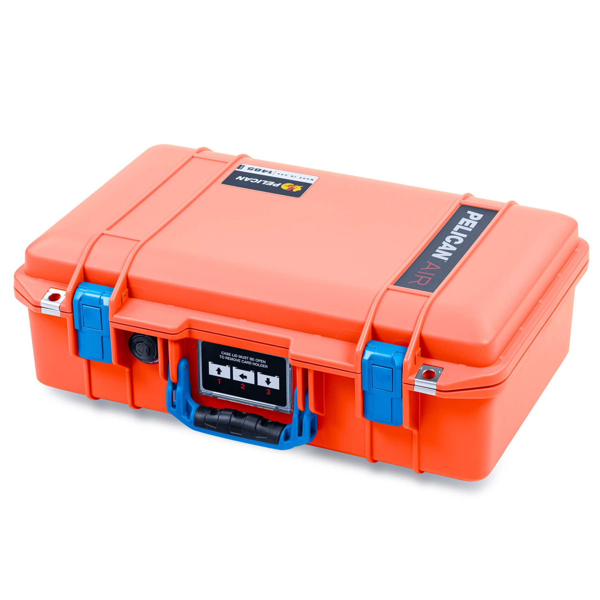 Pelican 1485 Air Case, Orange with Blue Latches ColorCase 