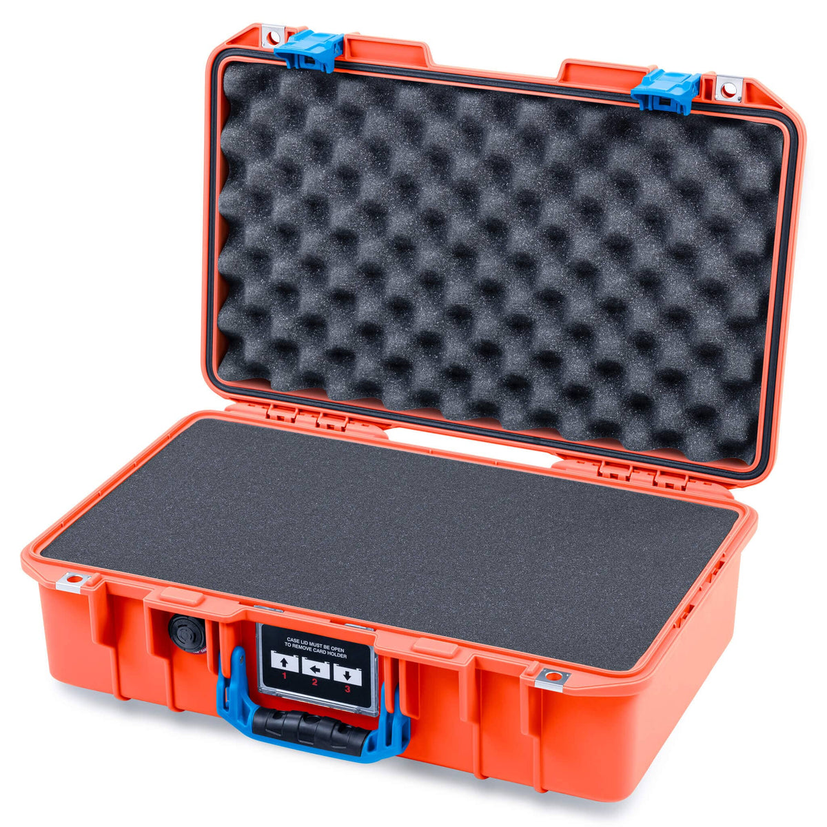 Pelican 1485 Air Case, Orange with Blue Latches Pick &amp; Pluck Foam with Convolute Lid Foam ColorCase 014850-0001-150-121