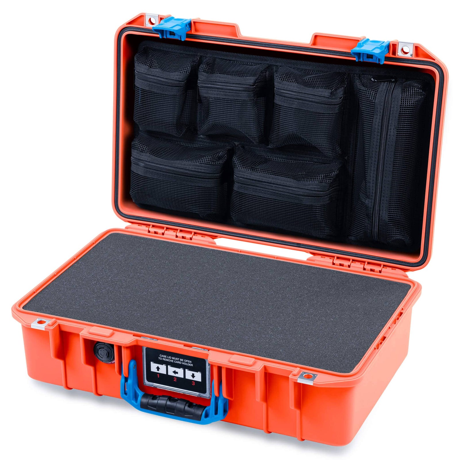 Pelican 1485 Air Case, Orange with Blue Latches ColorCase 
