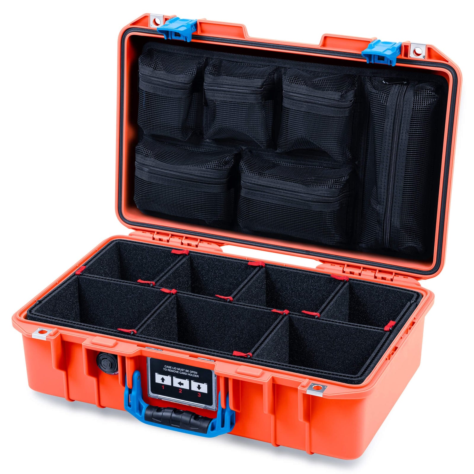 Pelican 1485 Air Case, Orange with Blue Latches ColorCase 