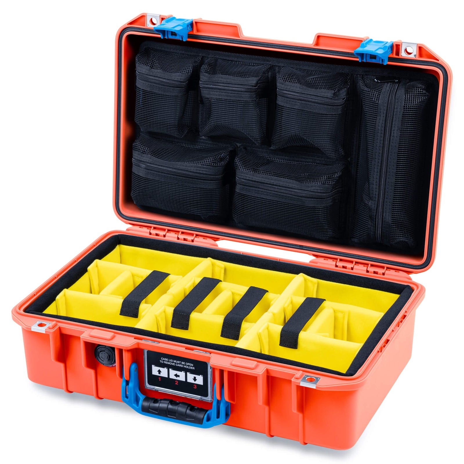 Pelican 1485 Air Case, Orange with Blue Latches ColorCase 