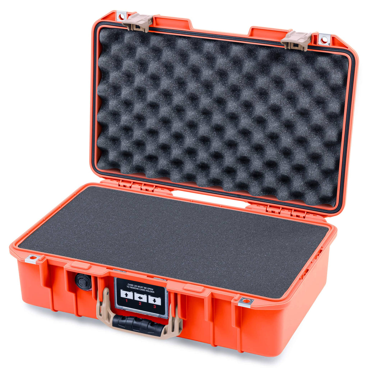 Pelican 1485 Air Case, Orange with Desert Tan Latches Pick &amp; Pluck Foam with Convolute Lid Foam ColorCase 014850-0001-150-311