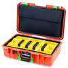 Pelican 1485 Air Case, Orange with Lime Green Latches Yellow Padded Microfiber Dividers with Computer Pouch ColorCase 014850-0210-150-301