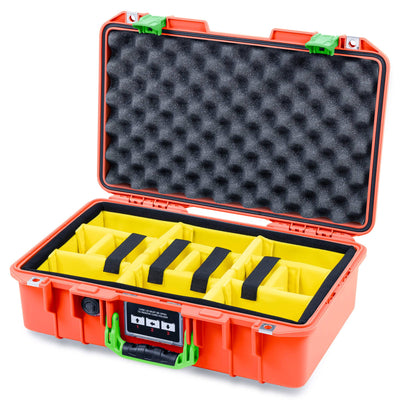 Pelican 1485 Air Case, Orange with Lime Green Latches Yellow Padded Microfiber Dividers with Convolute Lid Foam ColorCase 014850-0010-150-301