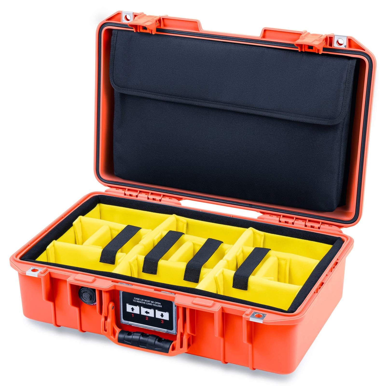Pelican 1485 Air Case, Orange Yellow Padded Microfiber Dividers with Computer Pouch ColorCase 014850-0210-150-151