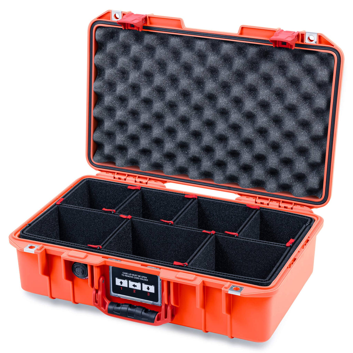 Pelican 1485 Air Case, Orange with Red Handle &amp; Latches TrekPak Divider System with Convoluted Lid Foam ColorCase 014850-0020-150-321