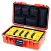 Pelican 1485 Air Case, Orange with Red Handle & Latches Yellow Padded Microfiber Dividers with Mesh Lid Organizer ColorCase 014850-0110-150-321