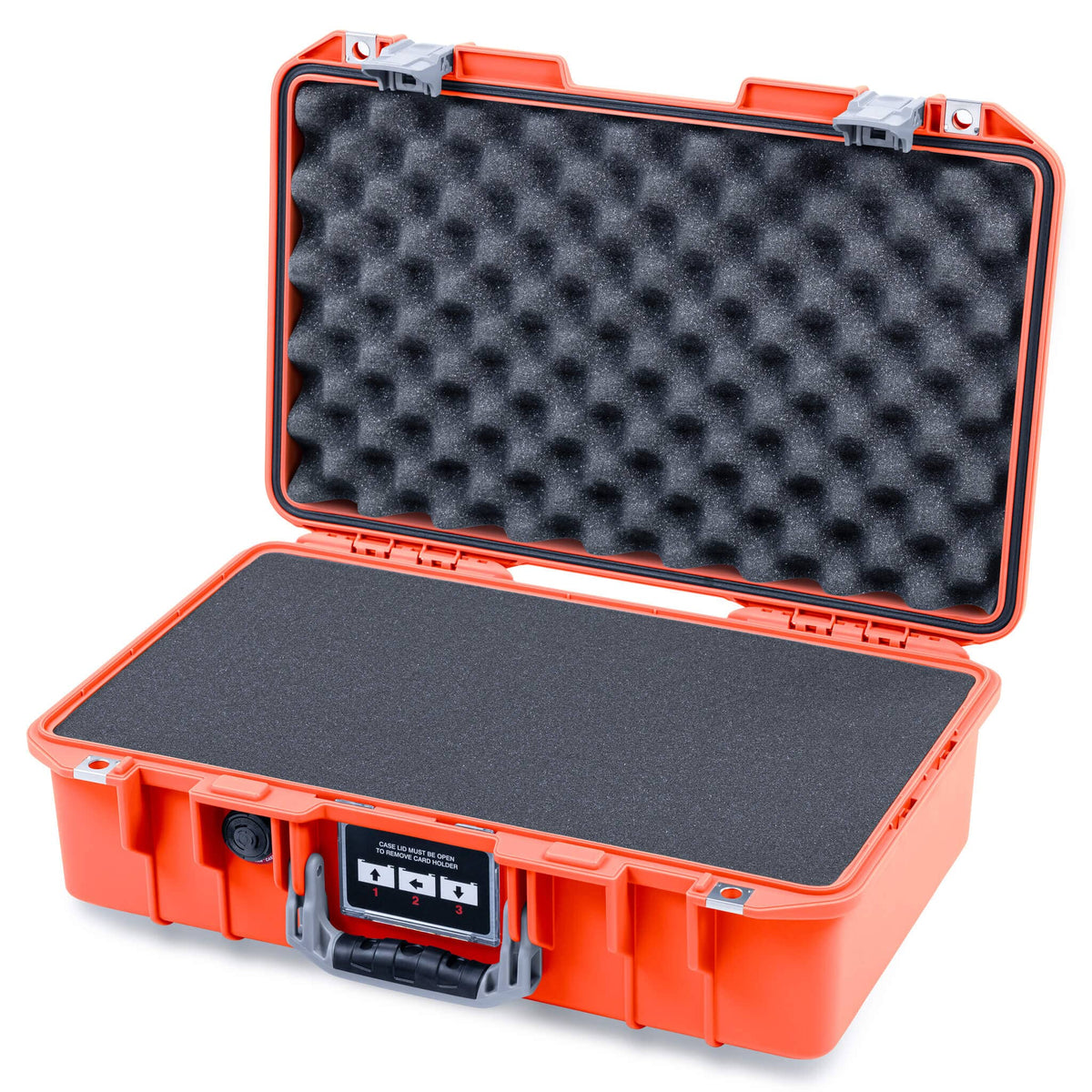 Pelican 1485 Air Case, Orange with Silver Latches Pick &amp; Pluck Foam with Convolute Lid Foam ColorCase 014850-0001-150-181