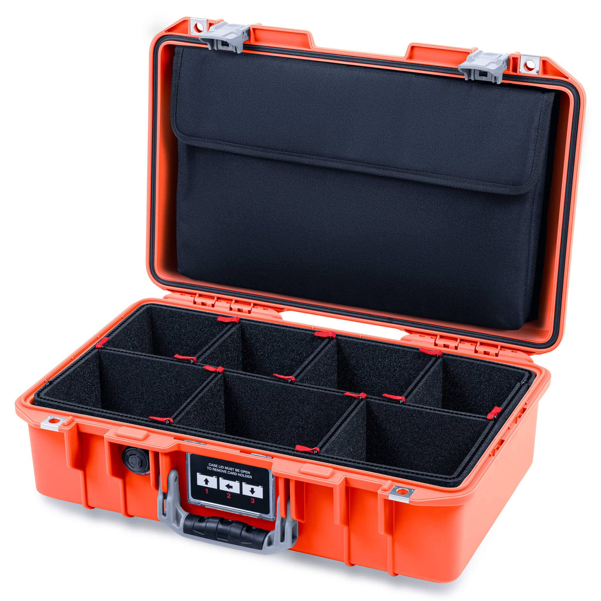 Pelican 1485 Air Case, Orange with Silver Latches TrekPak Divider System with Computer Pouch ColorCase 014850-0220-150-181