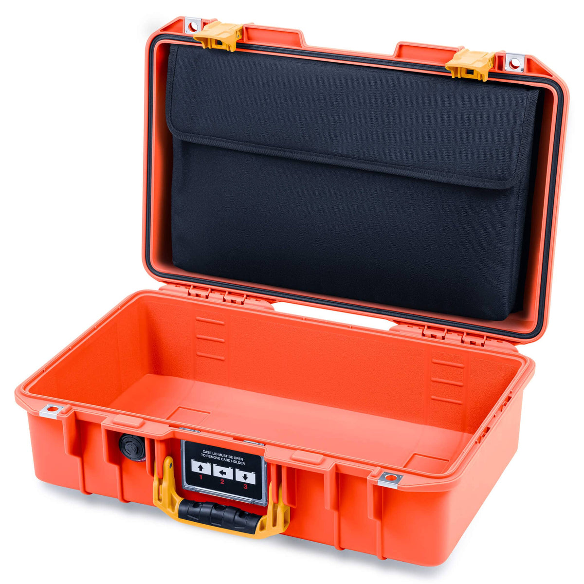 Pelican 1485 Air Case, Orange with Yellow Handle &amp; Latches Laptop Computer Lid Pouch Only ColorCase 014850-0200-150-241