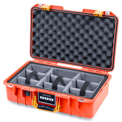 Pelican 1485 Air Case, Orange with Yellow Handle & Latches Gray Padded Microfiber Dividers with Convoluted Lid Foam ColorCase 014850-0070-150-241