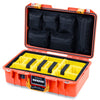 Pelican 1485 Air Case, Orange with Yellow Handle & Latches Yellow Padded Microfiber Dividers with Mesh Lid Organizer ColorCase 014850-0110-150-241