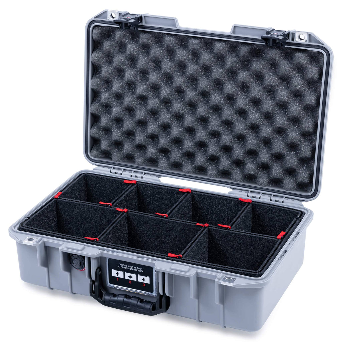 Pelican 1485 Air Case, Silver with Black Handle &amp; TSA Locking Latches TrekPak Divider System with Convoluted Lid Foam ColorCase 014850-0020-180-L10