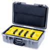Pelican 1485 Air Case, Silver with Black Handle & TSA Locking Latches Yellow Padded Microfiber Dividers with Laptop Computer Lid Pouch ColorCase 014850-0210-180-L10