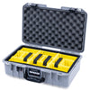 Pelican 1485 Air Case, Silver with Black Handle & TSA Locking Latches Yellow Padded Microfiber Dividers with Convoluted Lid Foam ColorCase 014850-0010-180-L10