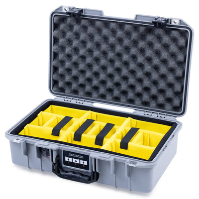 Pelican 1485 Air Case, Silver with Black Handle & TSA Locking Latches Yellow Padded Microfiber Dividers with Convoluted Lid Foam ColorCase 014850-0010-180-L10