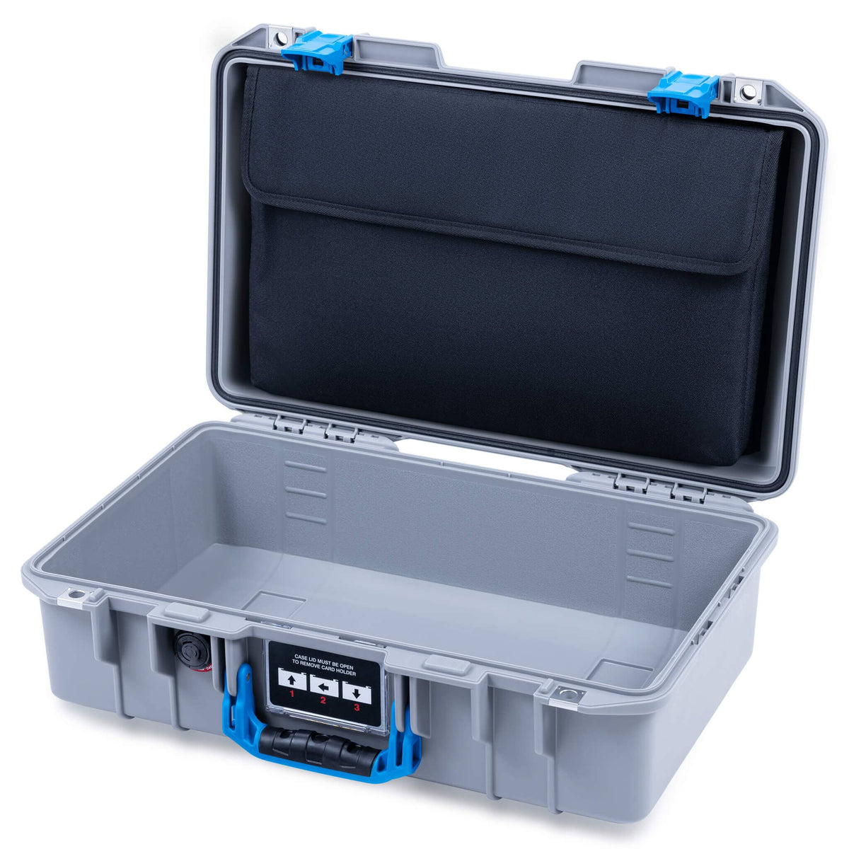 Pelican 1485 Air Case, Silver with Blue Latches Pick &amp; Pluck Foam with Convolute Lid Foam ColorCase 014850-0001-180-121