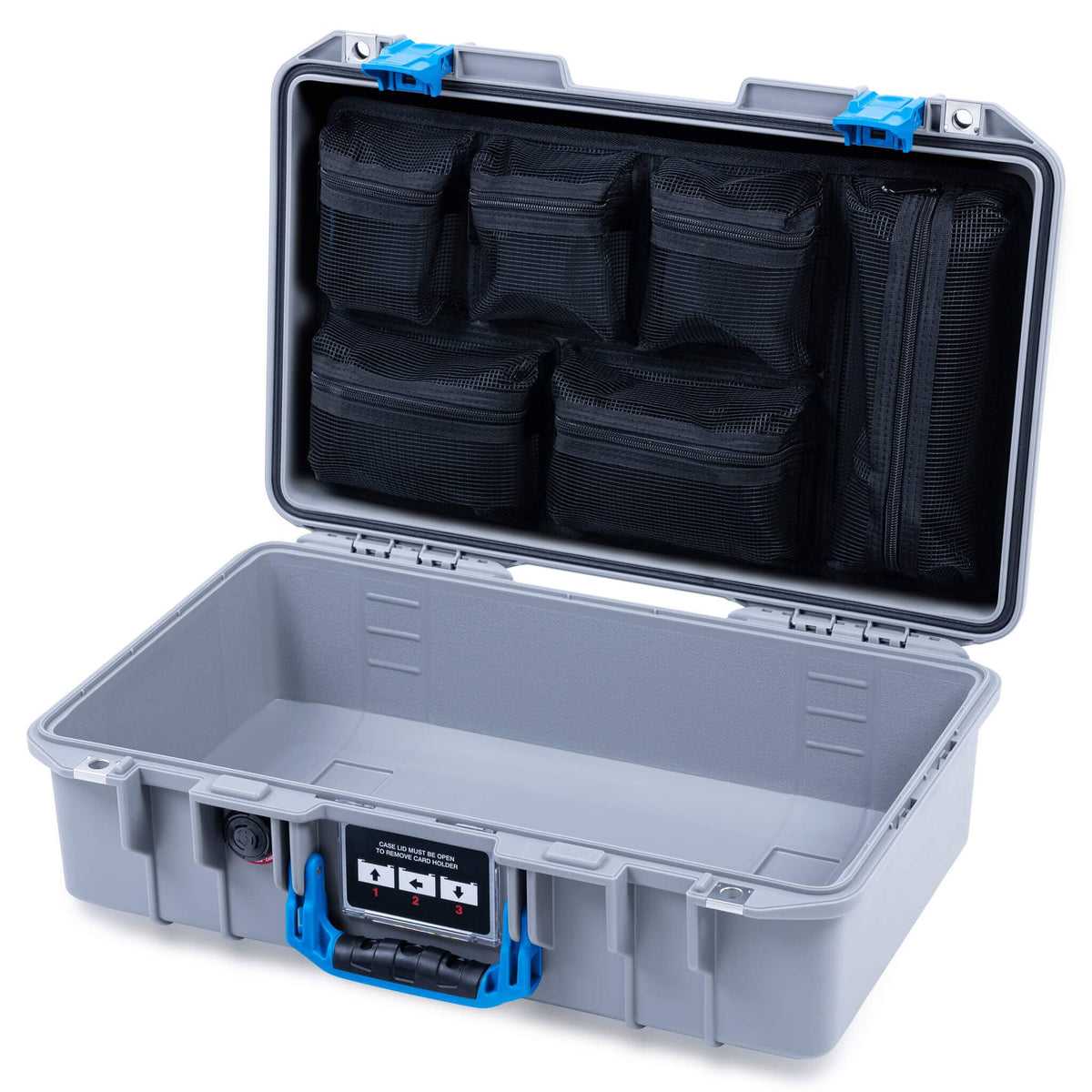 Pelican 1485 Air Case, Silver with Blue Latches ColorCase 