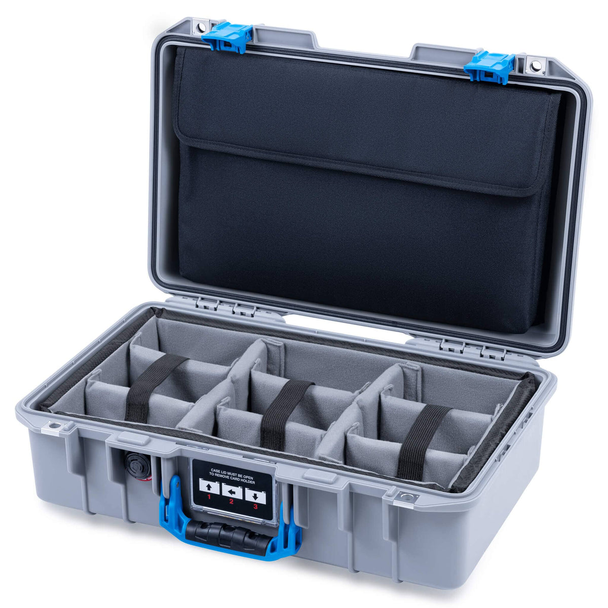 Pelican 1485 Air Case, Silver with Blue Latches ColorCase 