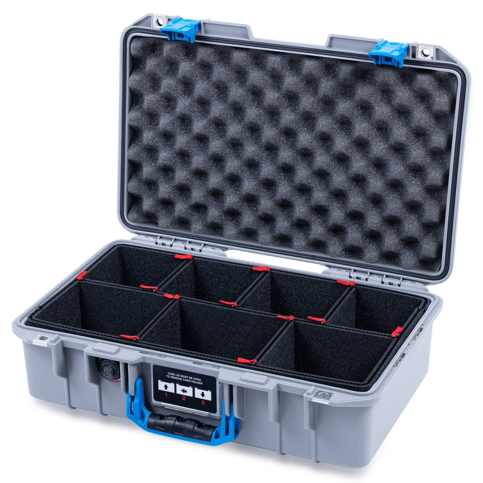 Pelican 1485 Air Case, Silver with Blue Latches ColorCase 